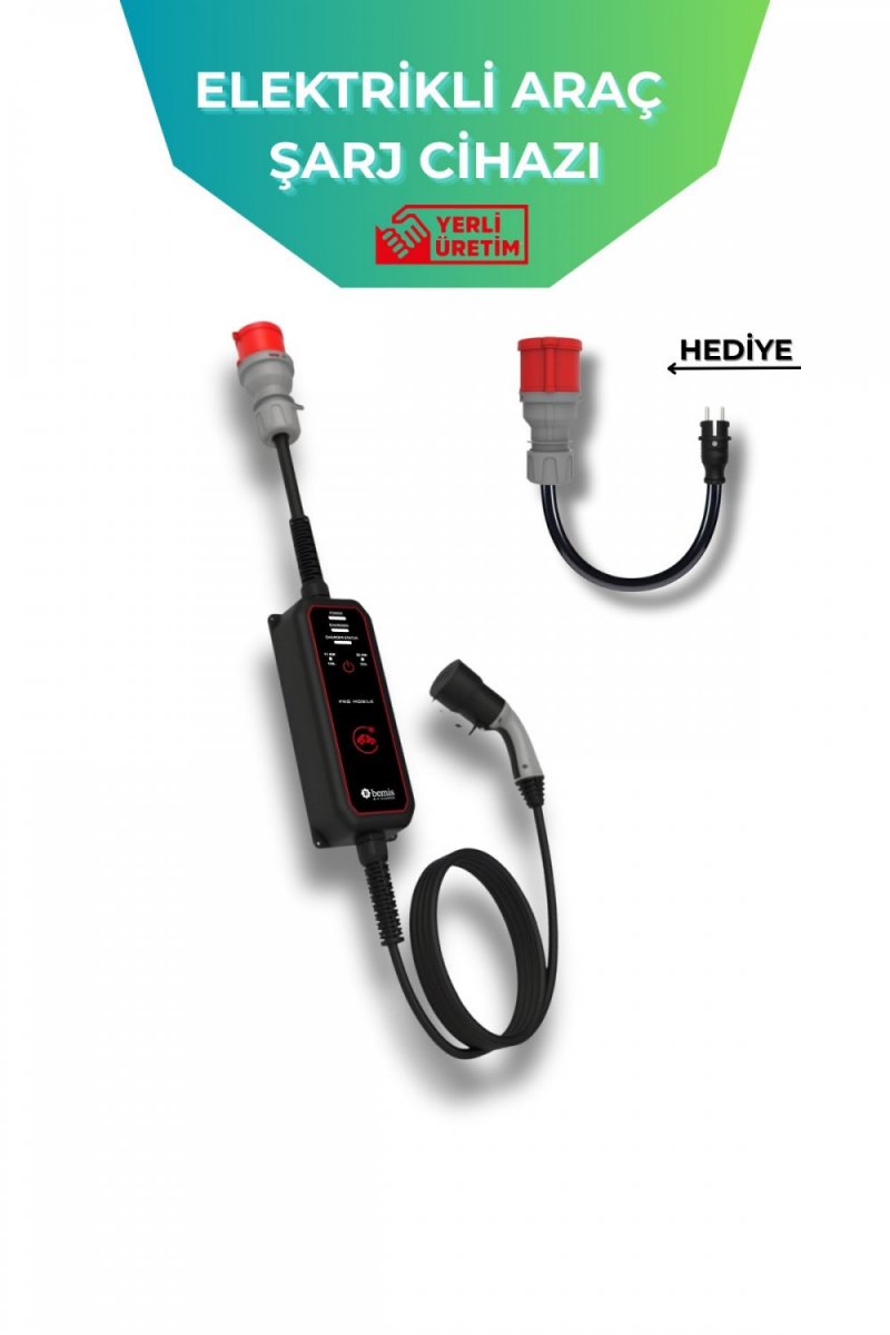 Taşınabilir BEMİS 11kW - 22kW PRO Mobil Araç Şarj Cihazı 5 Metre Kablolu