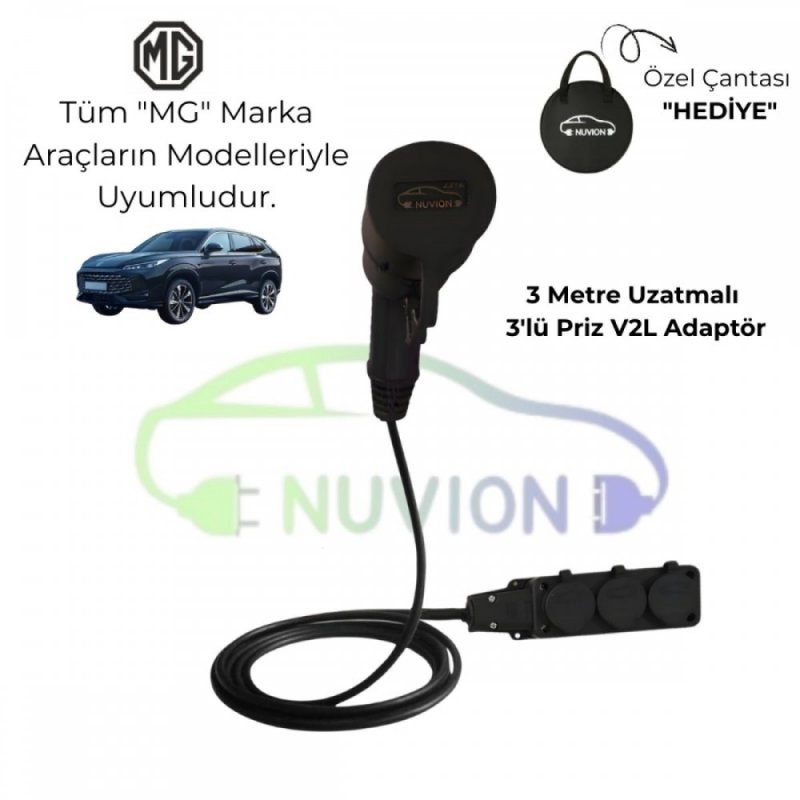 FİLŞARJ Elektrikli Araç Paketi-Şarj İstasyonu-V2L MG Markaya Uyumlu-Type(Tip) 2 Ac Şarj Kablosu-Dönüştürücü