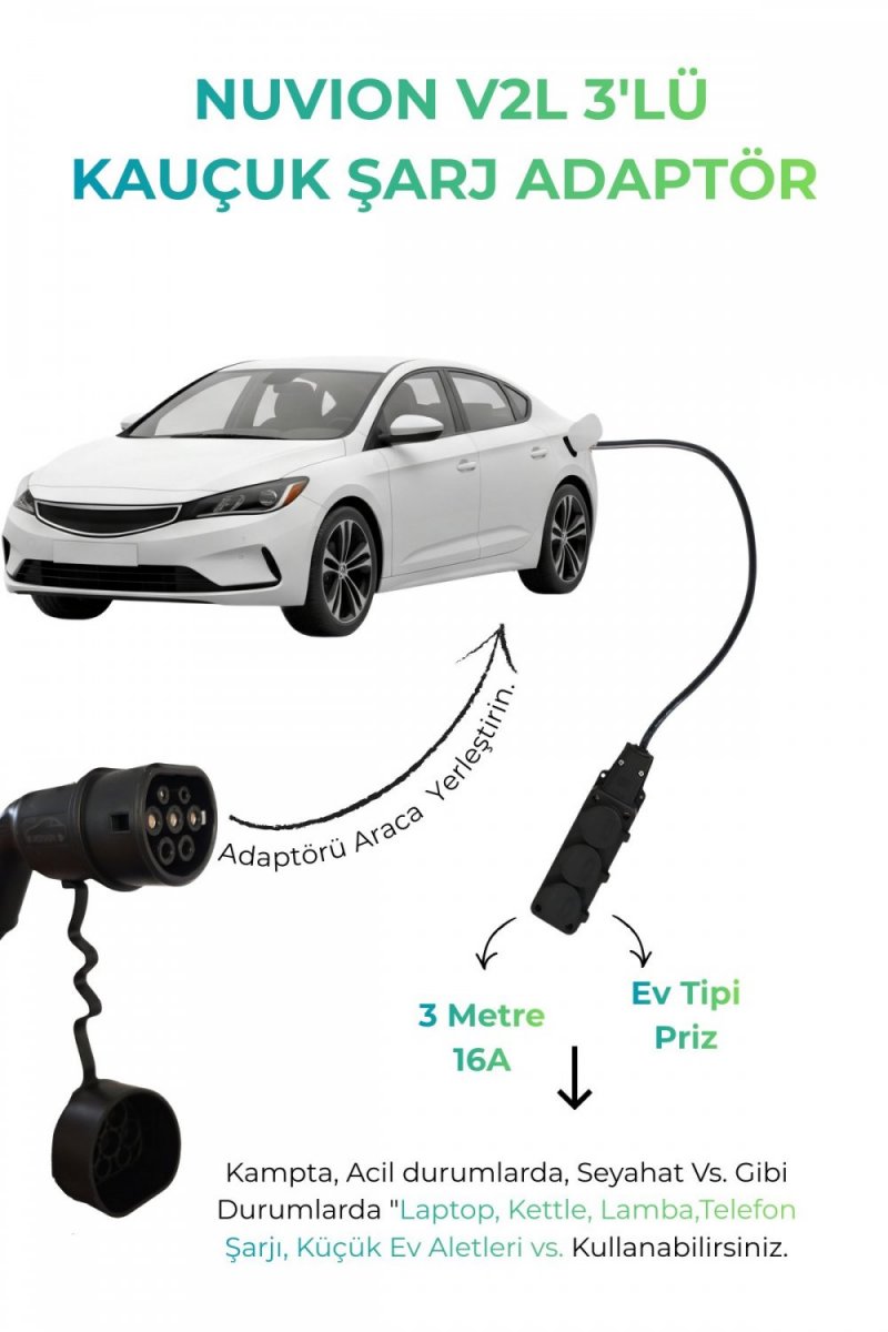 SSANGYONG UYUMLU V2L ADAPTÖRÜ 3MT KABLOLU 3 PRİZLİ***Özel Çantası  HEDİYE***