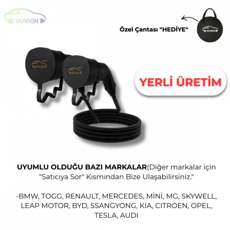 KIA UYUMLU 22kW AC ŞARJ KABLOSU 5 METRE TYPE2+KIA UYUMLU 3MT KABLOLU 3 PRİZLİ   V2L ADAPTÖRLERİ