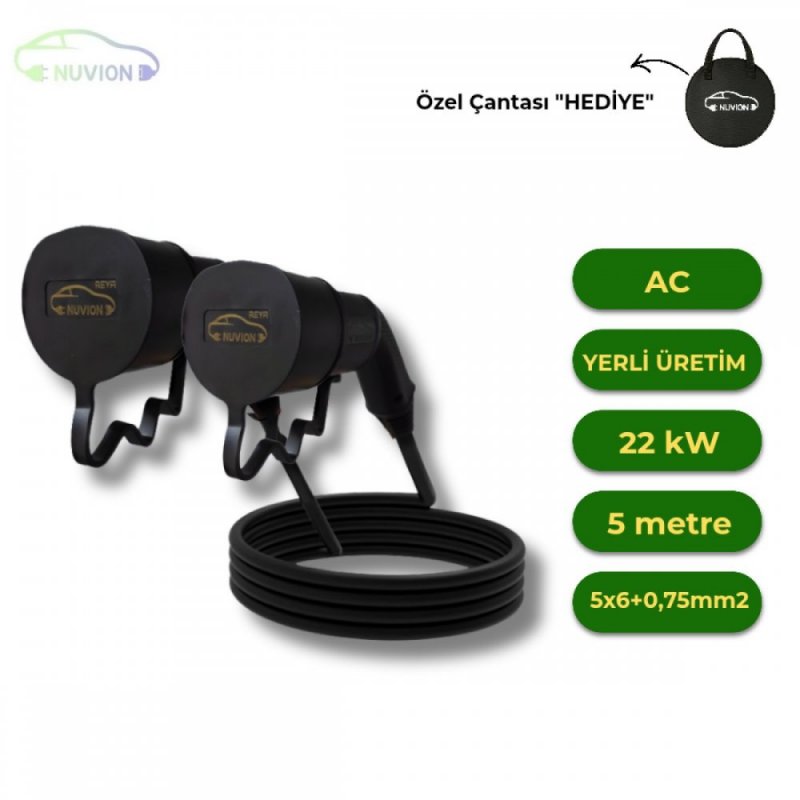 MG UYUMLU 22kW AC ŞARJ KABLOSU 5 METRE TYPE2+MG UYUMLU 3MT KABLOLU 3 PRİZLİ  V2L ADAPTÖRLERİ