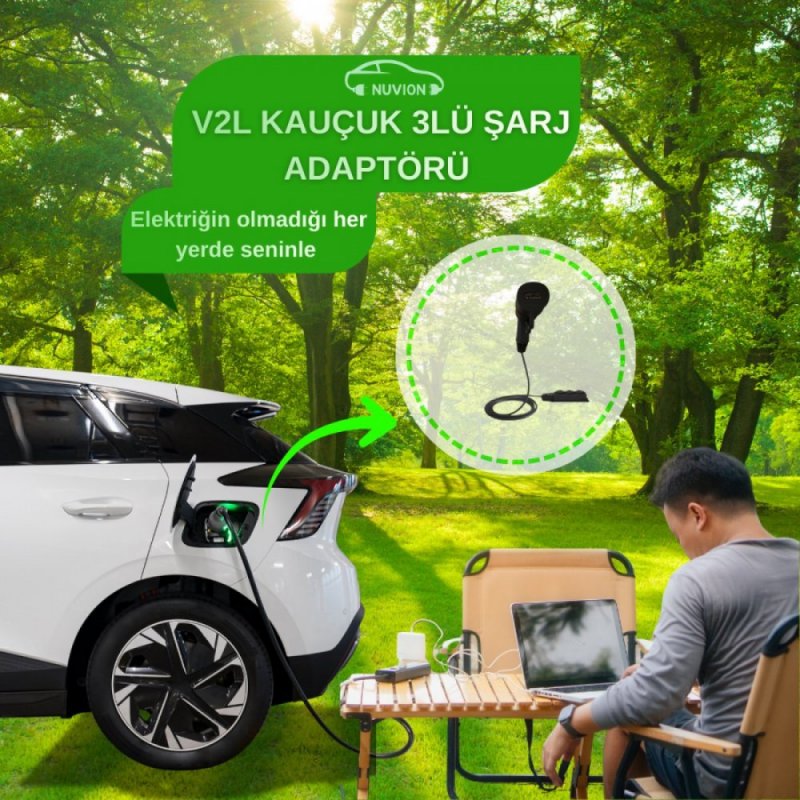 HYUNDAI UYUMLU 22kW AC ŞARJ KABLOSU 5 METRE TYPE2+HYUNDAI UYUMLU 3MT KABLOLU 3 PRİZLİ  V2L ADAPTÖRLERİ